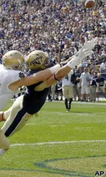 Pittsburgh tight end Drew Carswell reaches for a pass.