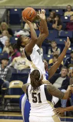 Asia Logan scored 13 points in the loss to Buffalo