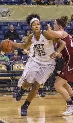 Stasha Carey had her first double-double of the season vs. Rider