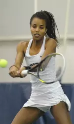 Amber Washington and teammate Molly Wickman improved to 7-3 in doubles with a victory on court three.