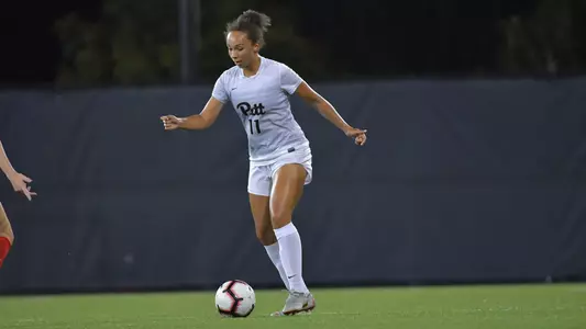 PITTSBURGH, PA, Sept 6: The Pitt women's soccer team hosts Duquesne at the Petersen Sports Complex on September 6, 2018. Photographer: Pete Madia/Pitt Athletics