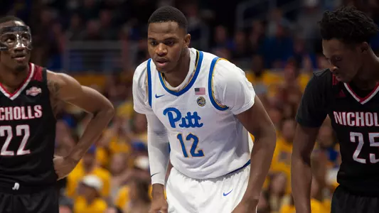Abdoul Karim Coulibaly waiting to box out against Nicholls State.