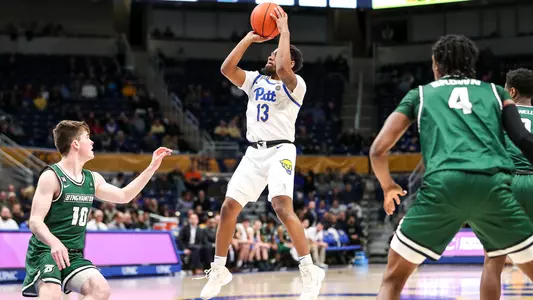 KJ Marshall shooting over a Binghamton defender.
