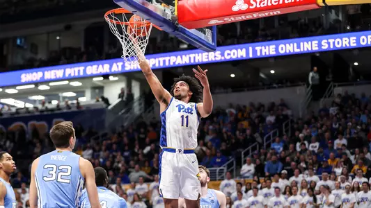 Justin Champagnie converting a layup vs. North Carolina.