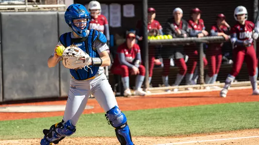 Hannah Bach catching vs. UMass.