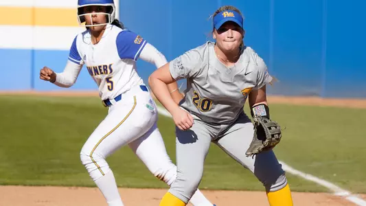 Sarah Seamans fielding vs. CSU Bakersfield.