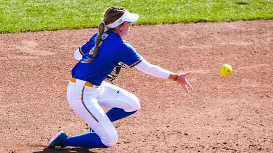 Kayla Lane fielding at shortstop at Clemson.