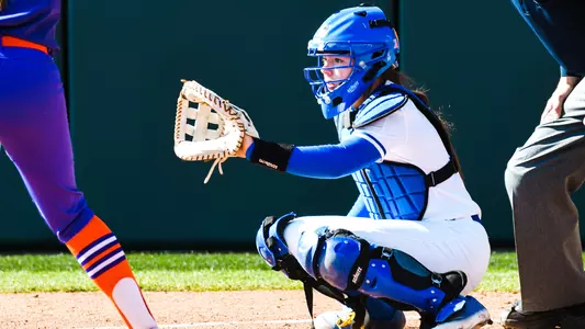 Hannah Bach catching at Clemson