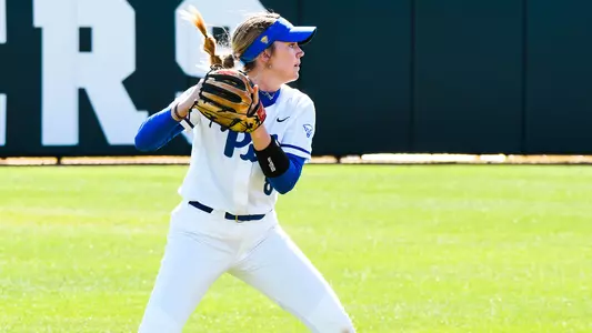 Kayla Lane fielding at shortstop at Clemson.