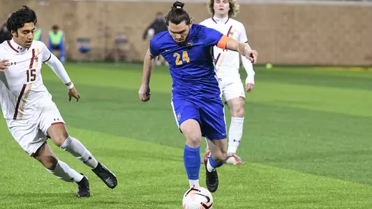 Jackson Walti dribbling vs. Boston College.