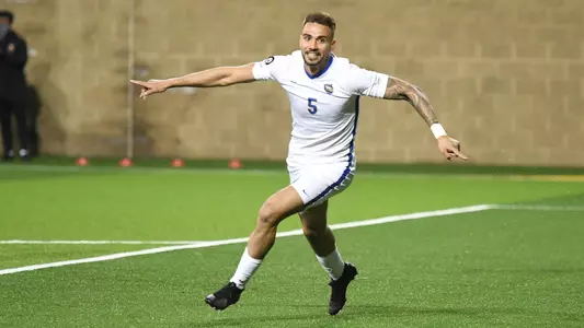 Arturo Ordonez celebrating after a goal vs. Notre Dame.