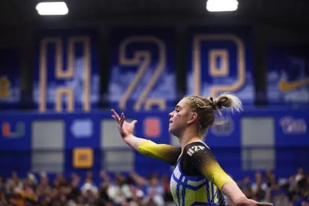 Hallie Copperwheat in Fitzgeral Field House Competing