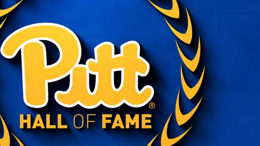 The Pitt Hall of Fame Logo over a blue background