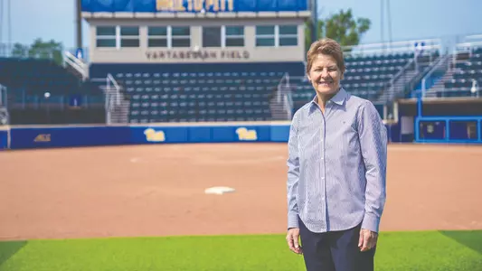 Jenny Allard stands on Vartabedian Field