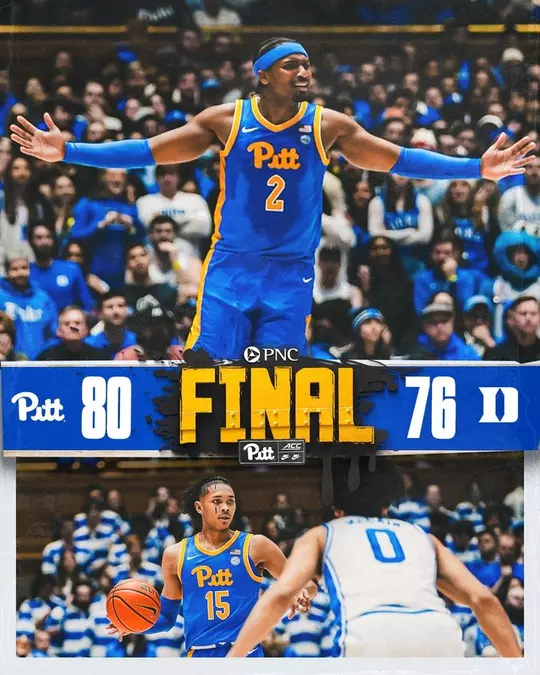 Win graphic from Pitt's win over Duke in NC.