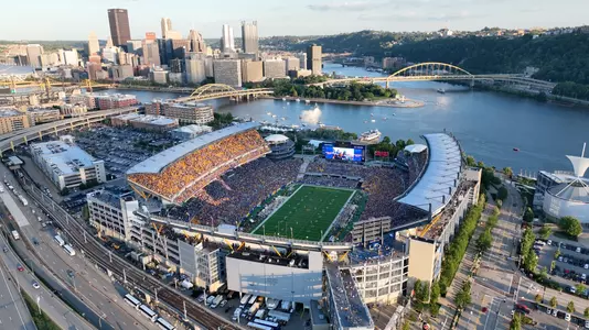 Acrisure Stadium stands watch over the city of Pittsburgh from its perch on the northern shore of the Ohio River.