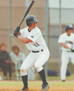 Brad Rea at bat in a Pitt panther uniform
