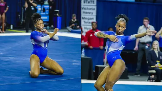 Jordyn Ewing and Jah'Liyah Bedminster at NCAA Regional Gymnastics Championships