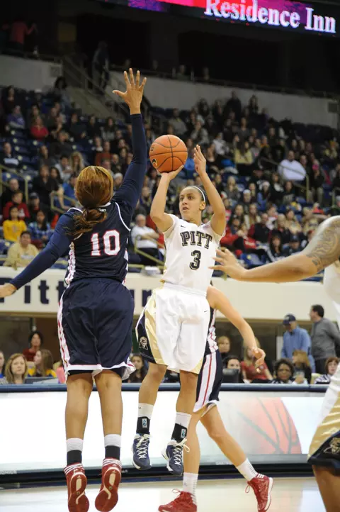 PITTSBURGH, PA - DECEMBER 29: The Pitt Panthers meet the Duquesne Dukes in NCAA Div. 1 women's basketball at the Petersen Events Center on DECEMBER 29, 2013 in Pittsburgh, Pennsylvania. (Pete Madia / www.petemadia.com)