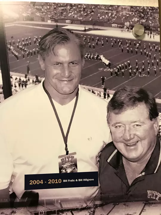 Bill Hilgrove poses for a photo with Bill Fralic