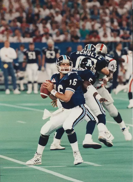 John Congemi preps to throw during a game playing for the Toronto Argonauts