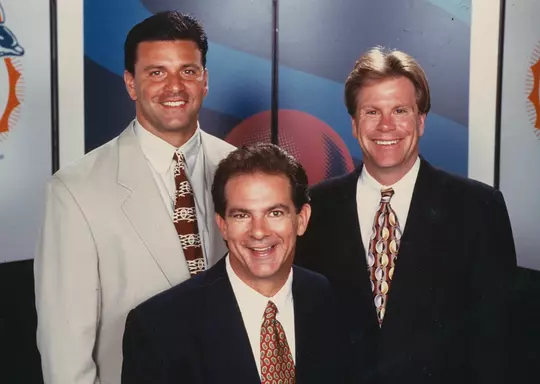 John Congemi, Ned Smith and Joe Zagacki on a TV set in Miami