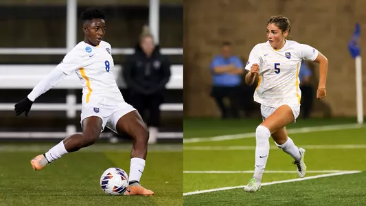 Abiodun and Schupansky in white uniforms