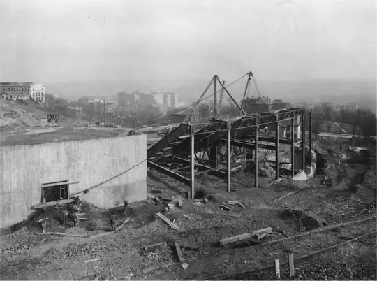 View of Pitt Stadium construction, looking north.
