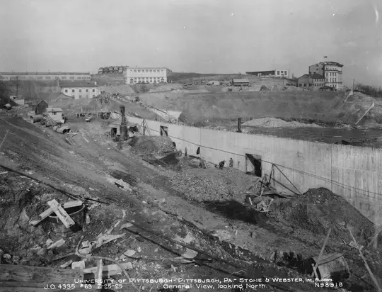 View of Pitt Stadium construction, looking north.
