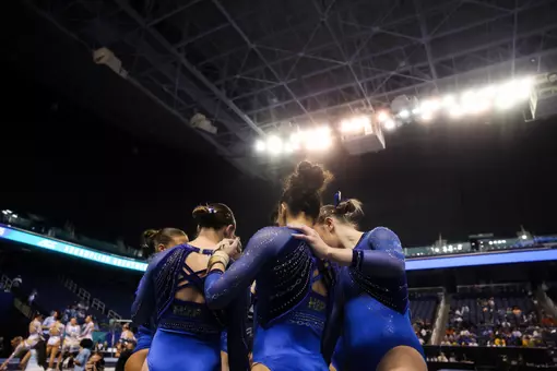 Pitt Gymnastics Huddle at ACC Championships