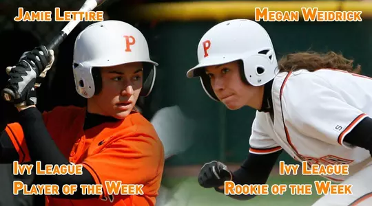 Jamie Lettire and Megan Weidrick Earn Ivy Weekly Softball Honors