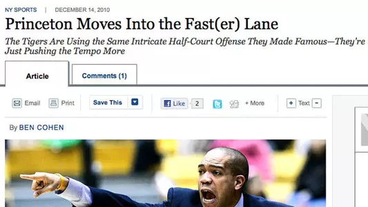 Princeton Men's Basketball Featured in Wall Street Journal