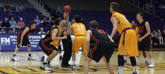 Caruso, Miller, Weisz Get Double-Doubles in Men's Hoops Win at Lipscomb