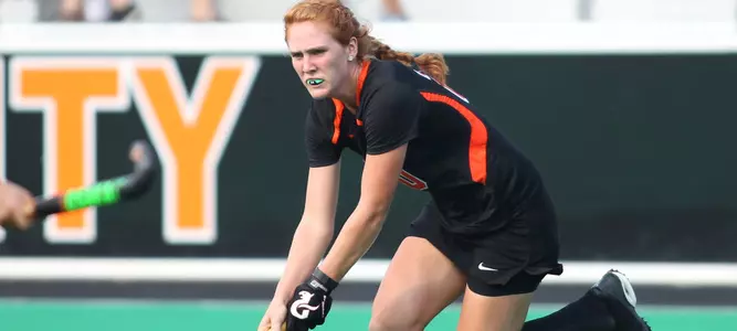 George Nets Two as No. 19 Field Hockey Rallies Past Brown, 4-2