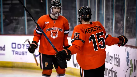 Kersten celebrates goal against Colgate in Friendship Four