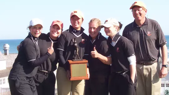 Group photo of the 2005 Ivy League women's golf championship team.