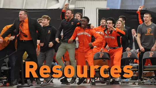 wrestling celebration photo with resources text