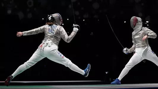 Eliza Stone fences at Olympic Games