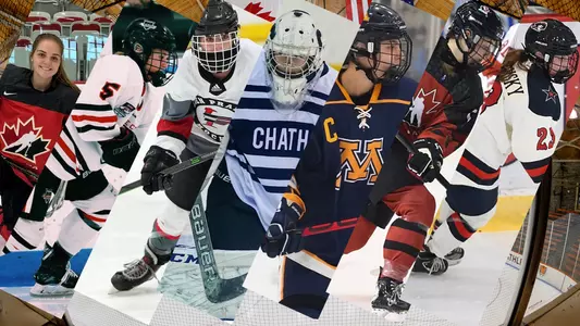 collection of photos of the women's hockey class of 2025
