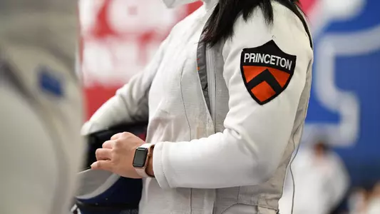 Princeton fencer with logo