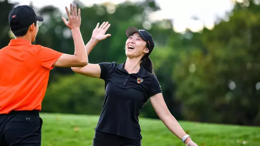 Erynne Lee congratulates Victoria Liu