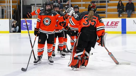princeton women's hockey players during introductions