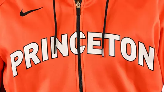 princeton wordmark logo on wrestling suit