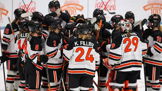 princeton women's hockey huddle