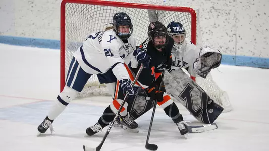 grace kuipers in front of the net against yale