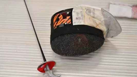 Princeton fencing mask and weapon
