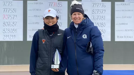 Kyung Eun Lee with runner-up trophy at Georgetown's Hoya Invitational