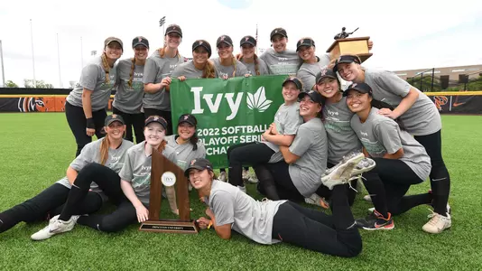Princeton with 2022 Ivy League championship and playoff series trophies