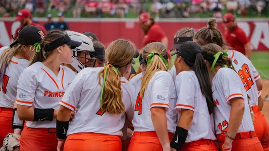 Princeton softball huddle