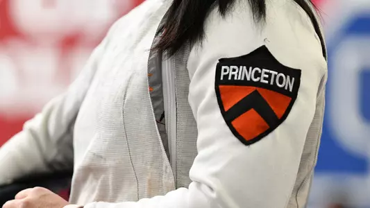 Princeton patch on fencer uniform